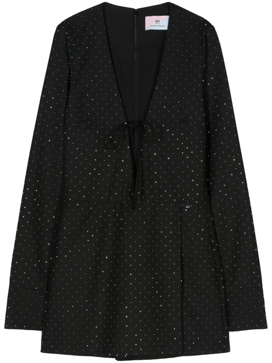 Rhinestone-Embellished Gabardine Playsuit