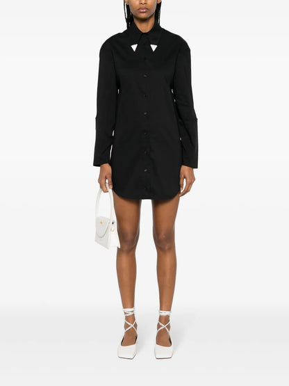 Rhinestone-Embellished Poplin Mini Dress