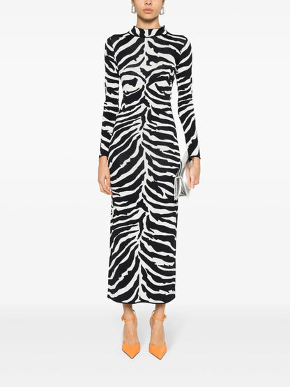 Zebra-Patterned Long Dress