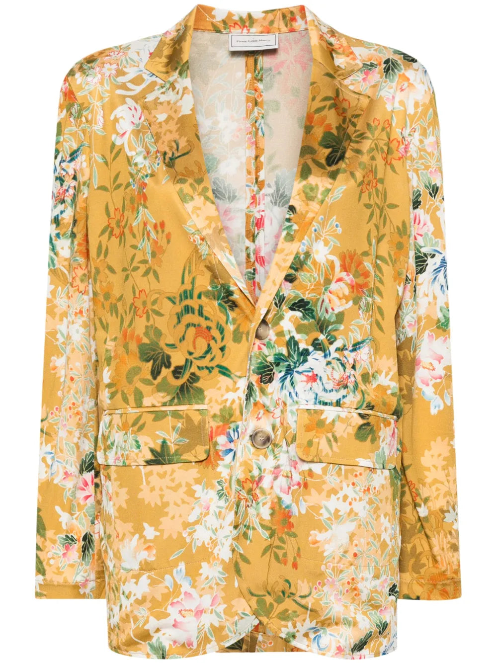 Floral-Print Silk Blazer