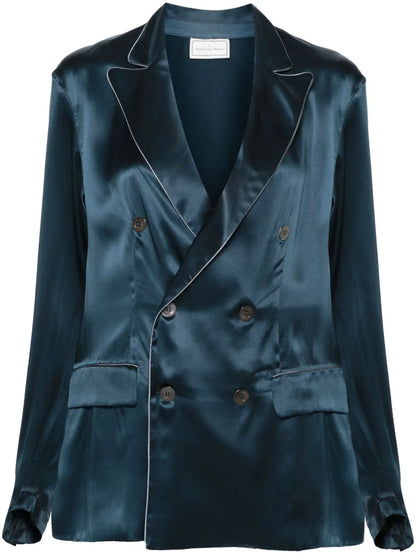 Double-Breasted Silk Blazer