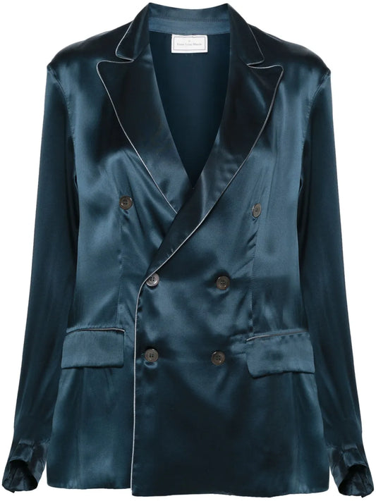 Double-Breasted Silk Blazer