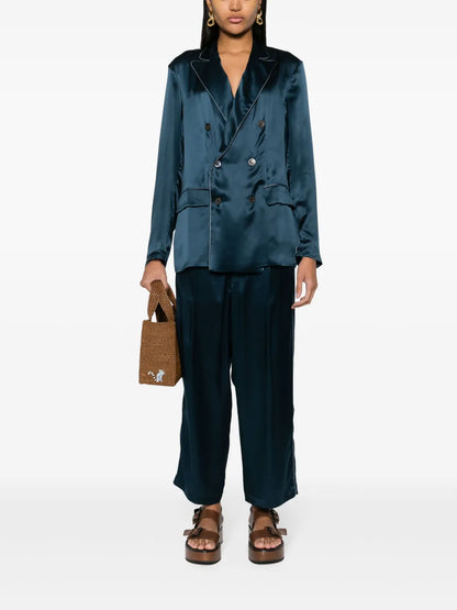 Double-Breasted Silk Blazer