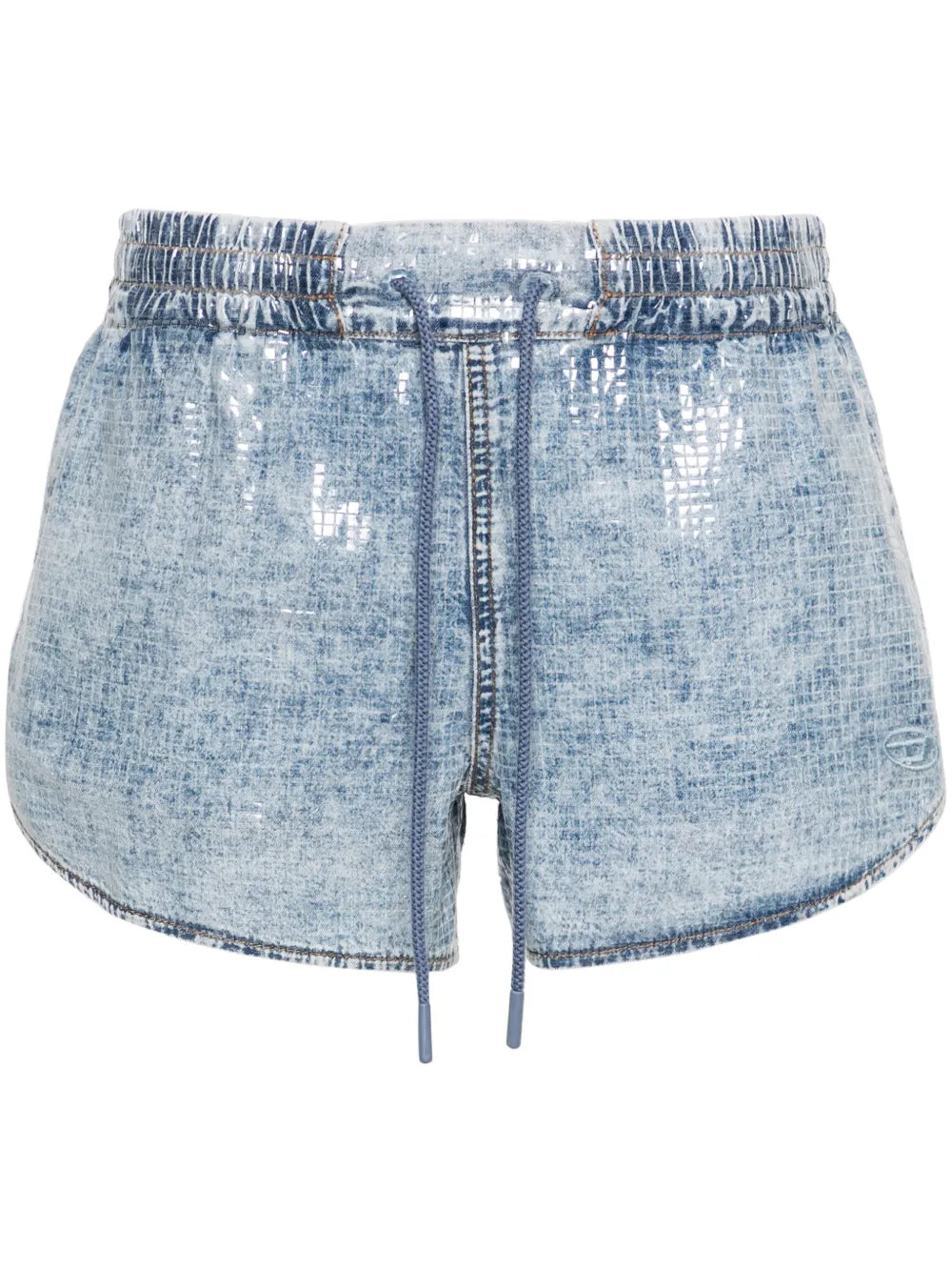 Sunny Check-Pattern Denim Shorts