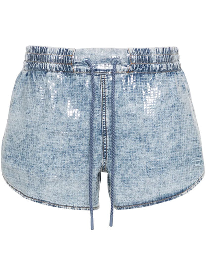 Sunny Check-Pattern Denim Shorts