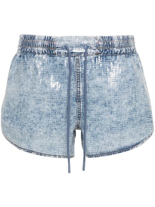 Sunny Check-Pattern Denim Shorts