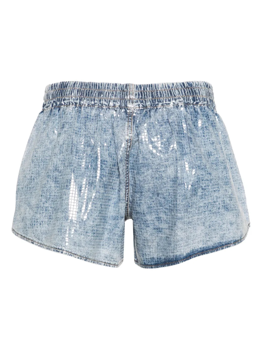Sunny Check-Pattern Denim Shorts