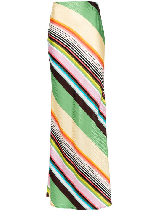 Striped Satin Maxi Skirt