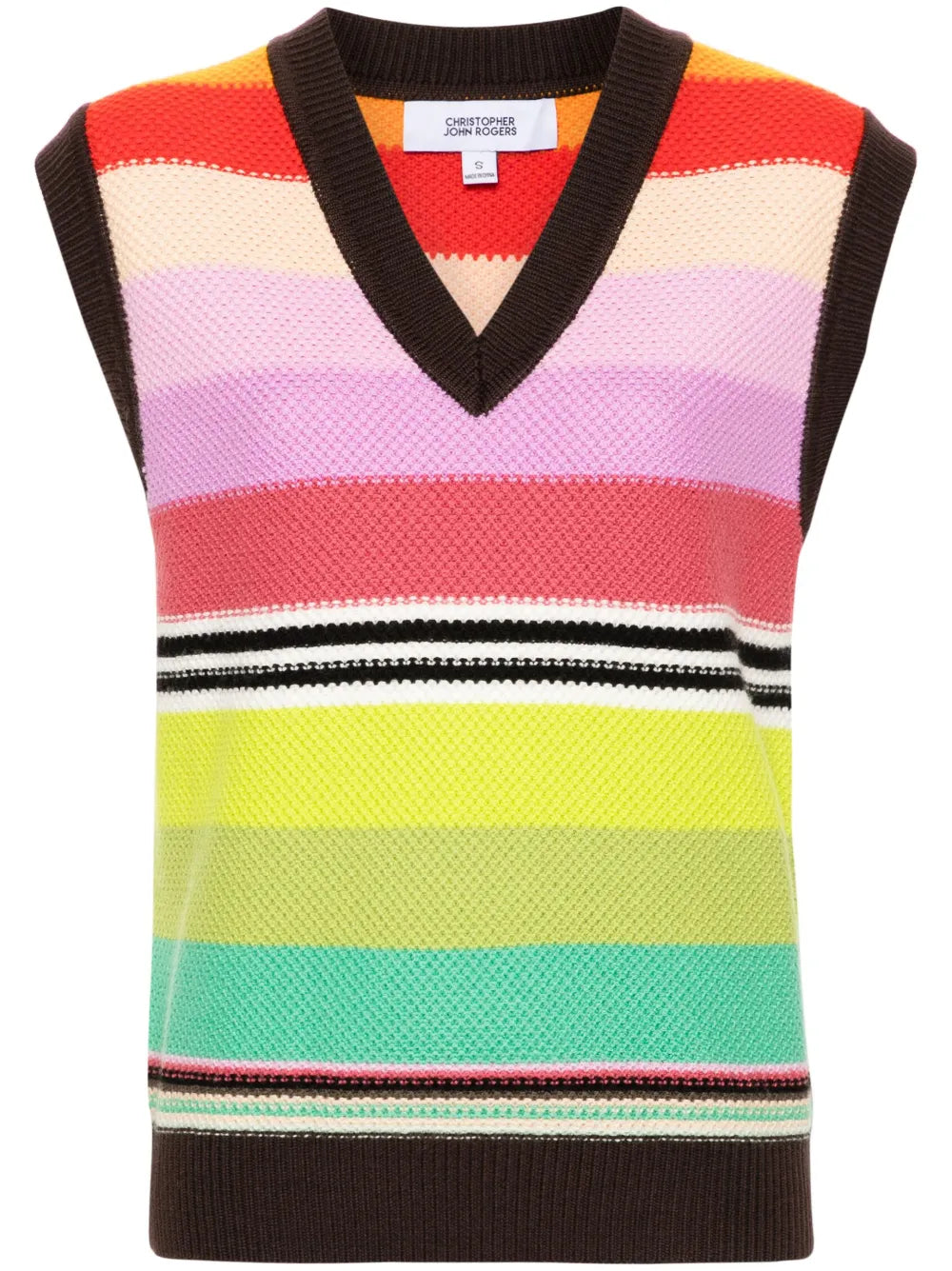 Striped Honeycomb-Knit Vest