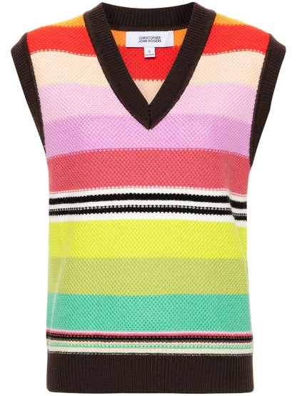 Striped Honeycomb-Knit Vest