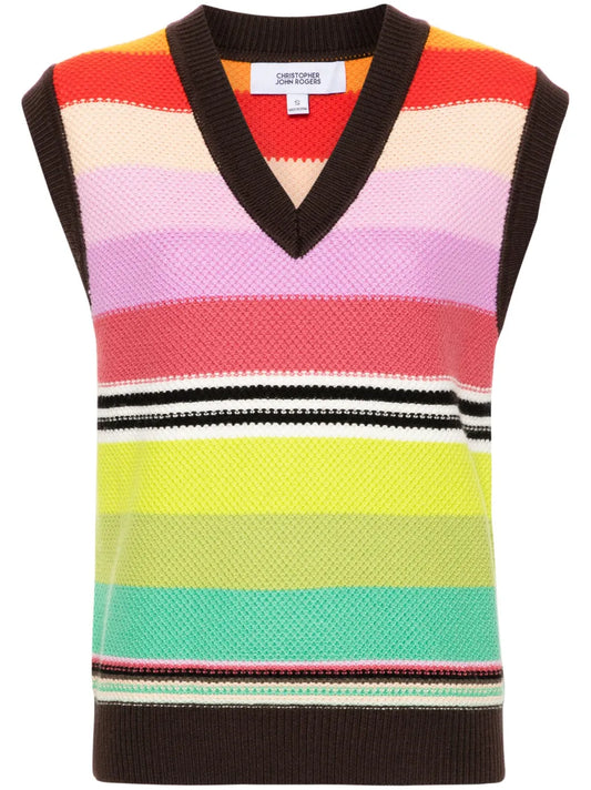 Striped Honeycomb-Knit Vest