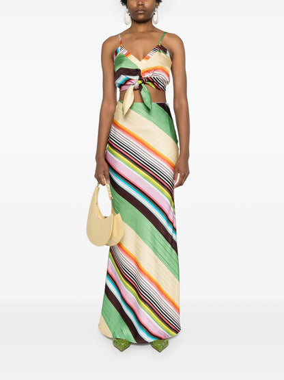 Bow-Detail Striped Bralette