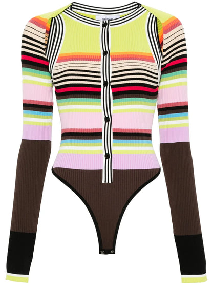 Striped Knitted Bodysuit And Bolero
