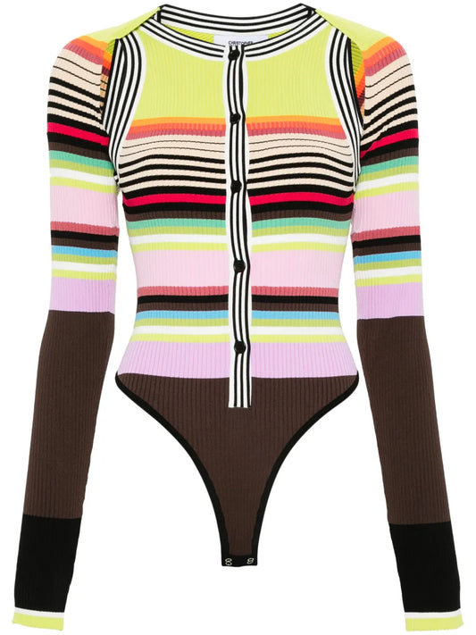Striped Knitted Bodysuit And Bolero