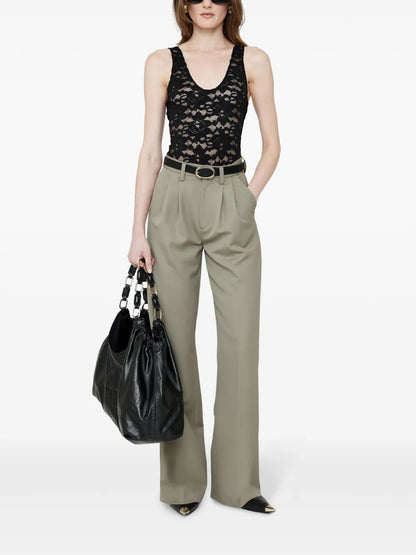Carrie Pleat-Detail Wool Trousers