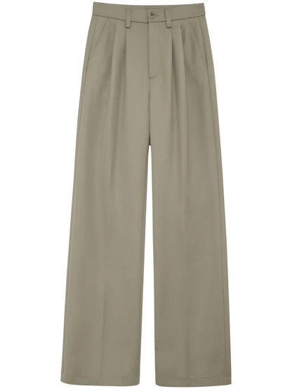 Carrie Pleat-Detail Wool Trousers