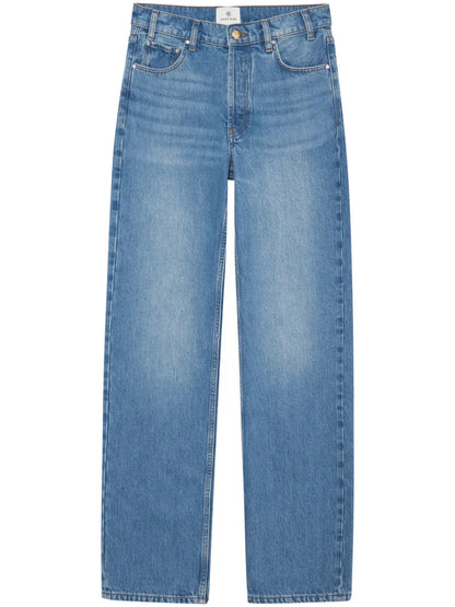 Mid-Wash Wide-Leg Jeans