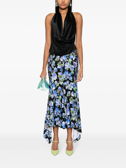 Floral-Print Midi Skirt