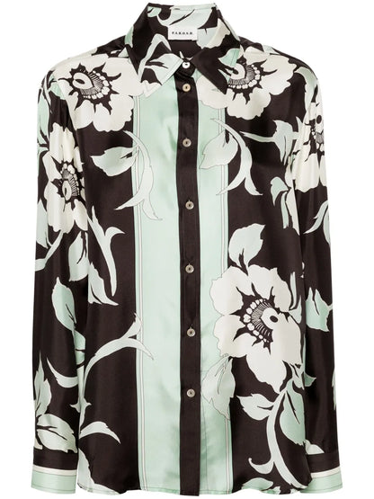 Floral-Print Silk Shirt