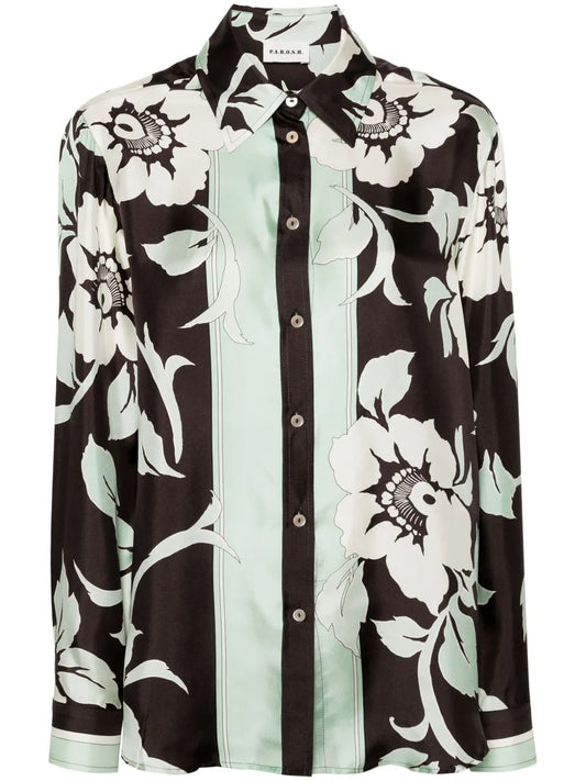 Floral-Print Silk Shirt