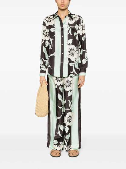 Floral-Print Silk Shirt