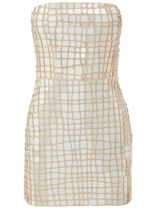 Kaleido Embellished Strapless Minidress
