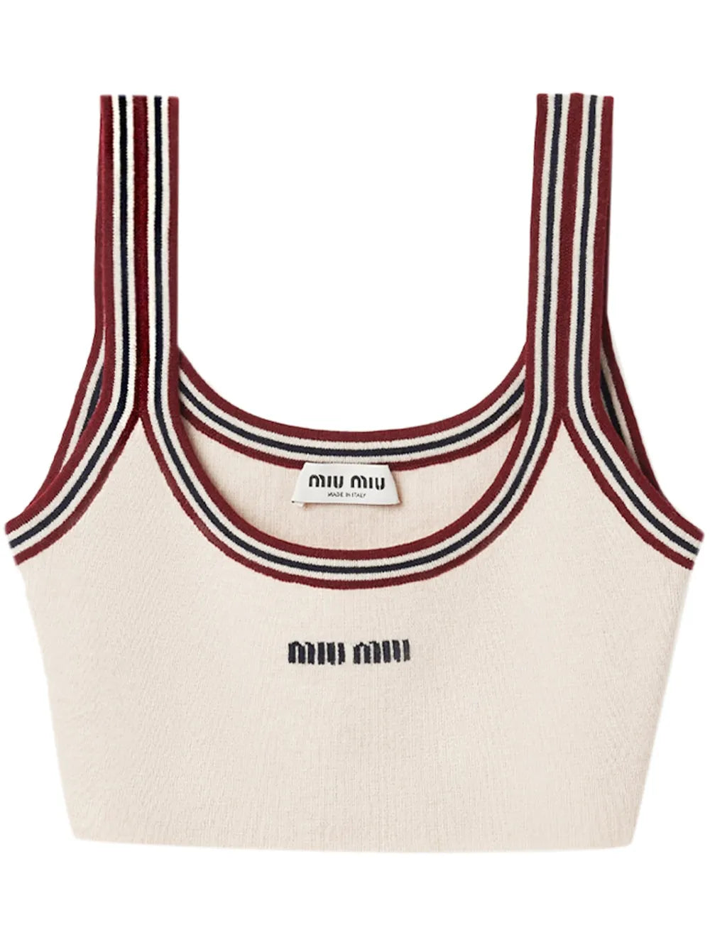 Stripe-Trim Cashmere Cropped Top