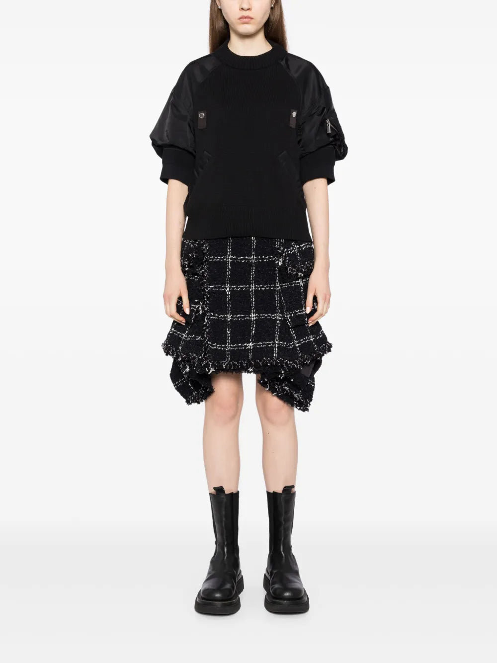 Asymmetric Tweed Skirt