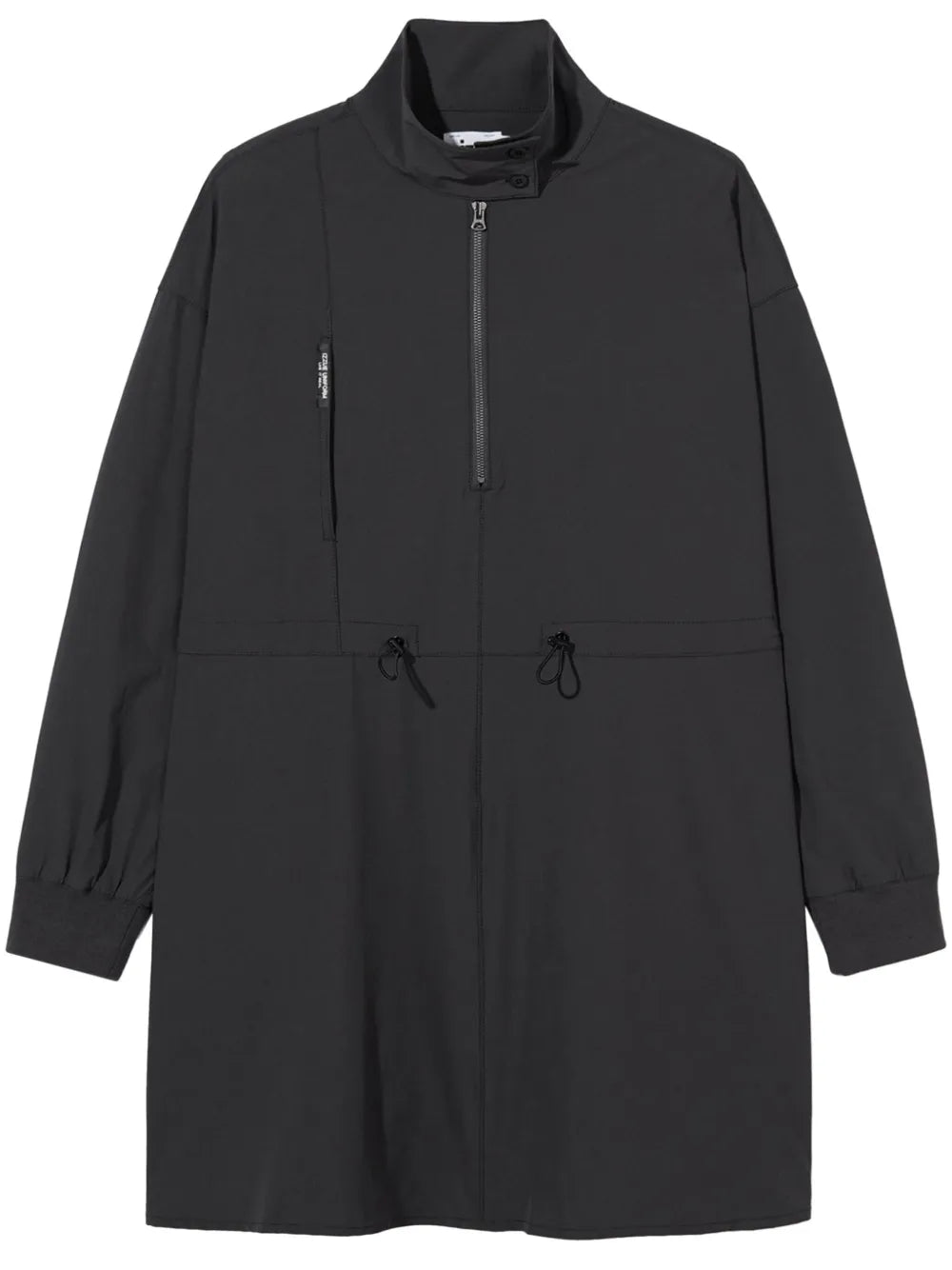 Half-Zip Drawstring-Waist Midi Dress