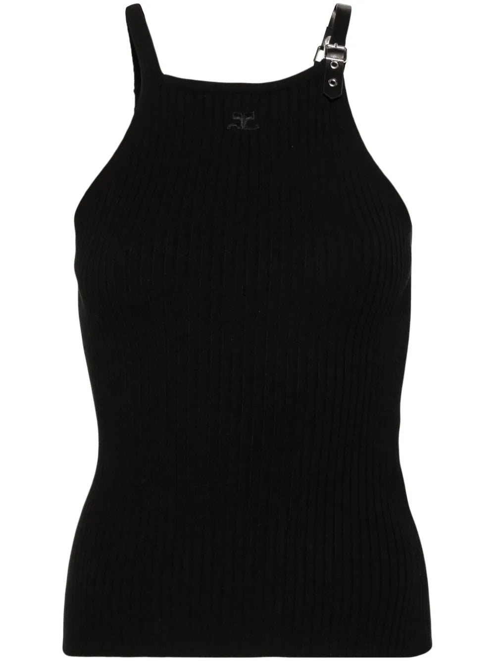Buckle-Detail Ribbed Tank Top