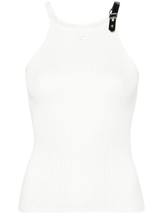 Buckle-Detail Ribbed Tank Top