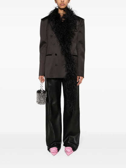 Feather-Trim Detail Blazer
