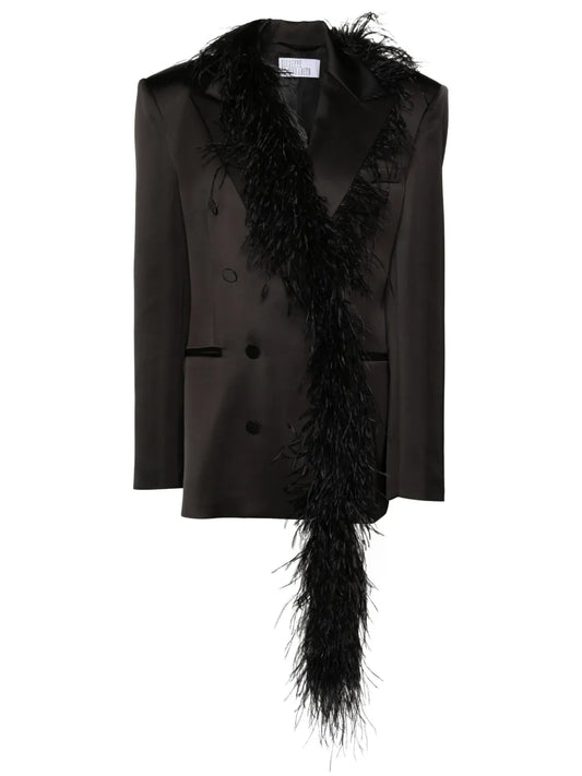 Feather-Trim Detail Blazer