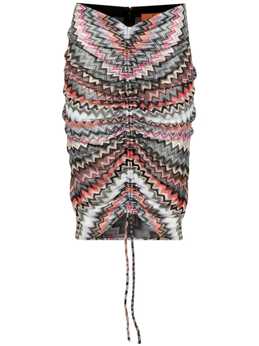 Zigzag-Pattern Midi Skirt