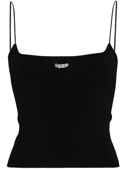 Logo-Plaque Knitted Crop Top