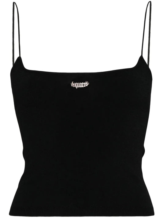 Logo-Plaque Knitted Crop Top