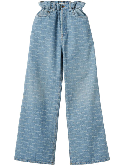 Logo-Print Wide-Leg Jeans