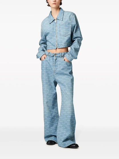 Logo-Print Wide-Leg Jeans
