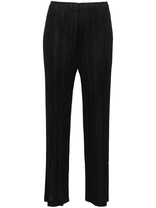 Straight-Leg Pleated Trousers