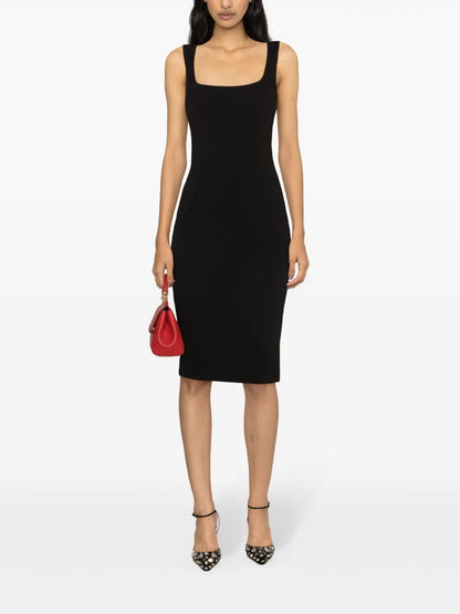 Square-Neck Sleeveless Midi Dress
