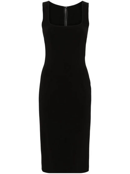 Square-Neck Sleeveless Midi Dress