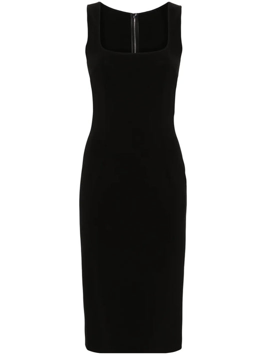 Square-Neck Sleeveless Midi Dress