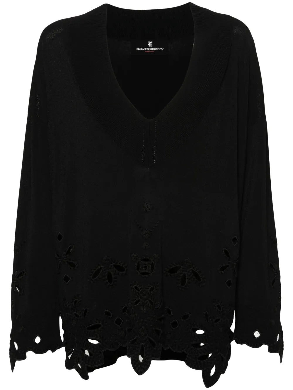 Broderie-Anglaise Ribbed Jumper