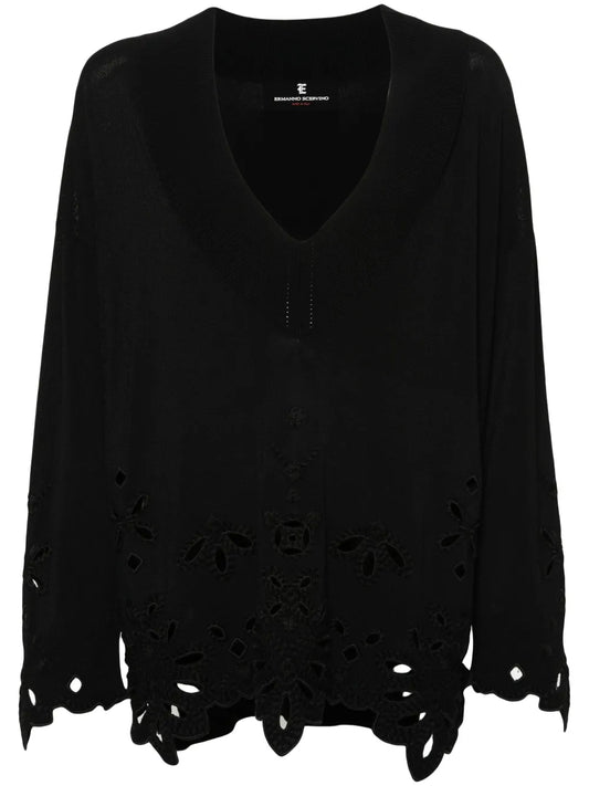 Broderie-Anglaise Ribbed Jumper