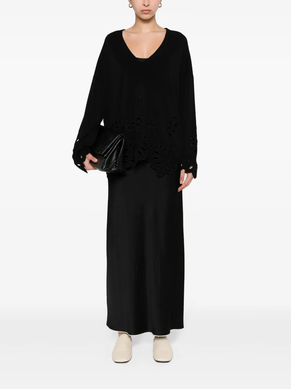 Broderie-Anglaise Ribbed Jumper