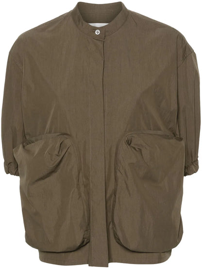 Band-Collar Poplin Shirt