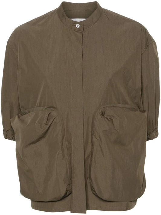 Band-Collar Poplin Shirt