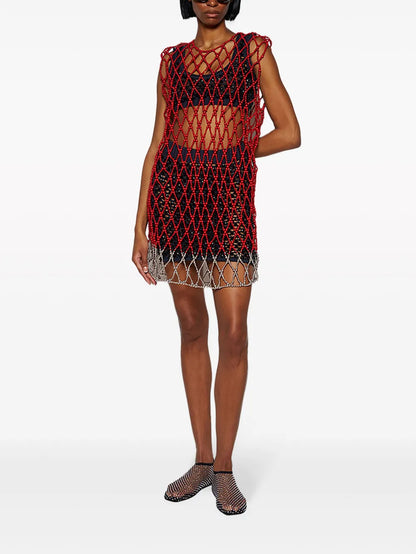 Crystal-Embellished Mesh Skirt