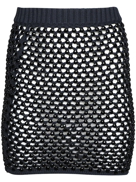 Crystal-Embellished Mesh Skirt