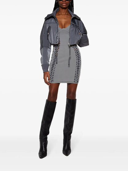 Braid-Embellished Mini Dress